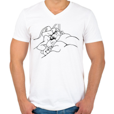 PRINTFASHION Macska-álom - Férfi V-nyakú póló - Fehér