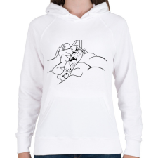 PRINTFASHION Macska-álom - Női kapucnis pulóver - Fehér női pulóver, kardigán