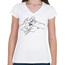 PRINTFASHION Macska-álom - Női V-nyakú póló - Fehér női póló