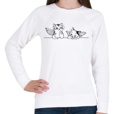 PRINTFASHION Macska-angyalok - Női pulóver - Fehér női pulóver, kardigán