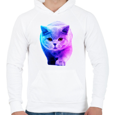 PRINTFASHION Macska art - Férfi kapucnis pulóver - Fehér férfi pulóver, kardigán