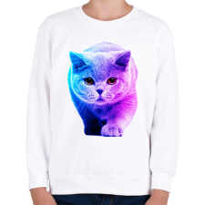 PRINTFASHION Macska art - Gyerek pulóver - Fehér gyerek pulóver, kardigán
