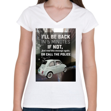 PRINTFASHION Macska az autóban - Női V-nyakú póló - Fehér