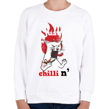 PRINTFASHION Macska csilit eszik Cat Just ChilliN - Gyerek pulóver - Fehér gyerek pulóver, kardigán