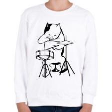 PRINTFASHION Macska dobol - Gyerek pulóver - Fehér gyerek pulóver, kardigán
