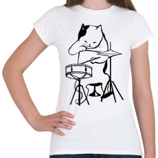 PRINTFASHION Macska dobol - Női póló - Fehér