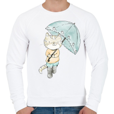 PRINTFASHION Macska egeres ernyővel - Férfi pulóver - Fehér férfi pulóver, kardigán