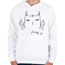 PRINTFASHION Macska F..k it-01 - Gyerek kapucnis pulóver - Fehér gyerek pulóver, kardigán