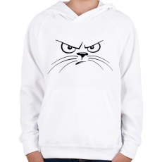 PRINTFASHION Macska fej szigorúan néz - Gyerek kapucnis pulóver - Fehér