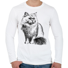 PRINTFASHION Macska - Férfi hosszú ujjú póló - Fehér férfi póló
