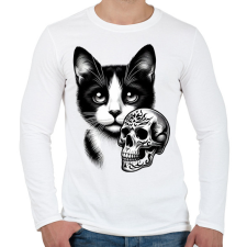 PRINTFASHION Macska  - Férfi hosszú ujjú póló - Fehér férfi póló