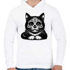 PRINTFASHION Macska - Férfi kapucnis pulóver - Fehér férfi pulóver, kardigán