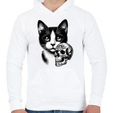 PRINTFASHION Macska  - Férfi kapucnis pulóver - Fehér