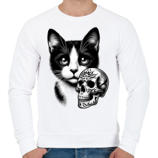PRINTFASHION Macska  - Férfi pulóver - Fehér