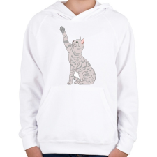PRINTFASHION Macska - Gyerek kapucnis pulóver - Fehér gyerek pulóver, kardigán