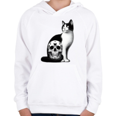PRINTFASHION Macska - Gyerek kapucnis pulóver - Fehér