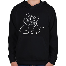 PRINTFASHION Macska - Gyerek kapucnis pulóver - Fekete gyerek pulóver, kardigán
