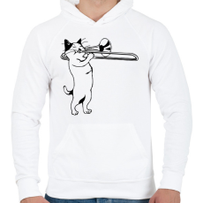 PRINTFASHION Macska harsonázik - Férfi kapucnis pulóver - Fehér