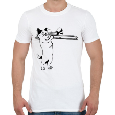 PRINTFASHION Macska harsonázik - Férfi póló - Fehér férfi póló