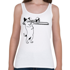 PRINTFASHION Macska harsonázik - Női atléta - Fehér női trikó