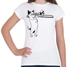 PRINTFASHION Macska harsonázik - Női póló - Fehér