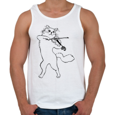 PRINTFASHION Macska hegedűl - Férfi atléta - Fehér atléta, trikó