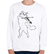 PRINTFASHION Macska hegedűl - Gyerek pulóver - Fehér