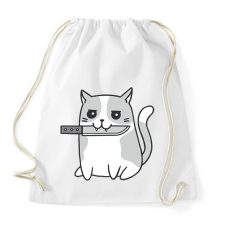PRINTFASHION Macska késsel - Sportzsák, Tornazsák - Fehér tornazsák