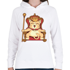 PRINTFASHION Macska király - Női kapucnis pulóver - Fehér női pulóver, kardigán