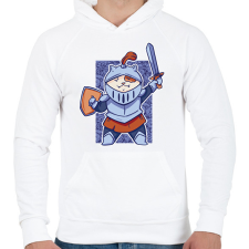 PRINTFASHION Macska lovag - Férfi kapucnis pulóver - Fehér férfi pulóver, kardigán