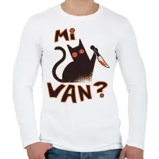 PRINTFASHION Macska - Mi van ?  - Férfi hosszú ujjú póló - Fehér férfi póló