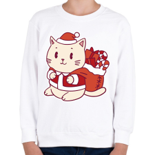 PRINTFASHION Macska mikulás - Gyerek pulóver - Fehér gyerek pulóver, kardigán
