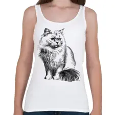 PRINTFASHION Macska  - Női atléta - Fehér női trikó