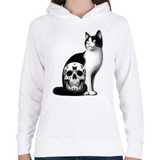 PRINTFASHION Macska - Női kapucnis pulóver - Fehér