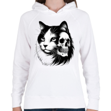 PRINTFASHION Macska  - Női kapucnis pulóver - Fehér női pulóver, kardigán