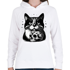 PRINTFASHION Macska  - Női kapucnis pulóver - Fehér női pulóver, kardigán