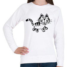 PRINTFASHION Macska - Női pulóver - Fehér női pulóver, kardigán