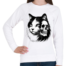 PRINTFASHION Macska  - Női pulóver - Fehér női pulóver, kardigán