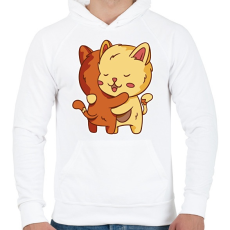 PRINTFASHION Macska ölelés - Férfi kapucnis pulóver - Fehér