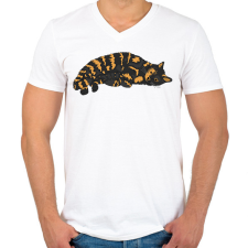 PRINTFASHION Macska pihen - Férfi V-nyakú póló - Fehér férfi póló