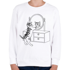 PRINTFASHION Macska szépítkezik - Gyerek pulóver - Fehér