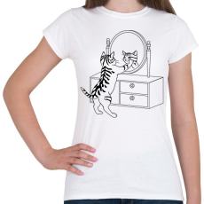 PRINTFASHION Macska szépítkezik - Női póló - Fehér