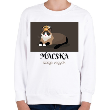 PRINTFASHION Macska szolga vagyok - Gyerek pulóver - Fehér gyerek pulóver, kardigán