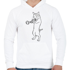 PRINTFASHION Macska trombitál - Férfi kapucnis pulóver - Fehér