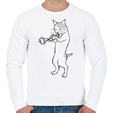 PRINTFASHION Macska trombitál - Férfi pulóver - Fehér férfi pulóver, kardigán