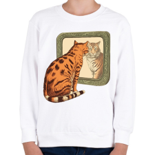 PRINTFASHION Macska tükörben - Gyerek pulóver - Fehér gyerek pulóver, kardigán