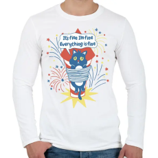 PRINTFASHION Macska tűzijáték - Férfi hosszú ujjú póló - Fehér