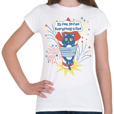 PRINTFASHION Macska tűzijáték - Női póló - Fehér női póló