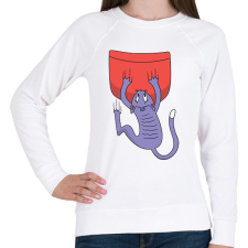 PRINTFASHION Macska zseb - Női pulóver - Fehér női pulóver, kardigán