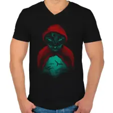 PRINTFASHION Macskacápák - Férfi V-nyakú póló - Fekete férfi póló